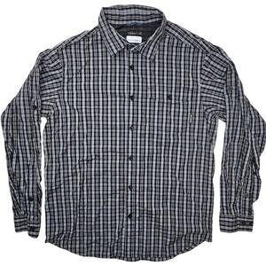 Columbia Mens Plaid Long Sleeve Ventilated Hiking Shirt Black White Medium